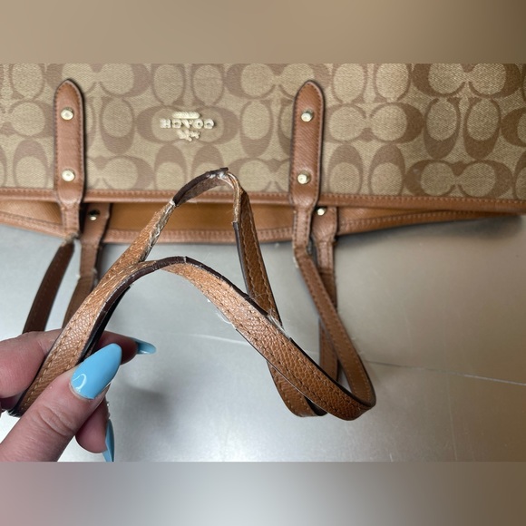 COACH CITY TOTE BROWN MONOGRAM LOGO WITH TAN INTERIOR REVERSIBLE - Picture 6 of 9